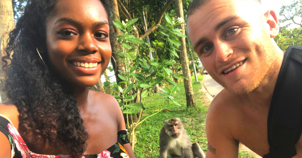 we took a selfie with a monkey in Ubud Monkey Forest