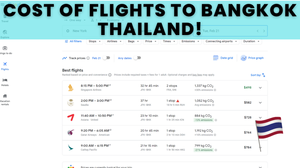 Cost of Flights to Bangkok Thailand
