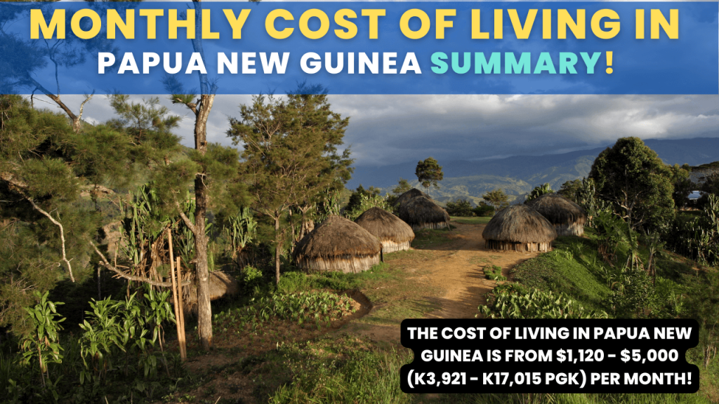 Monthly Cost of living in Papua New Guinea Summary