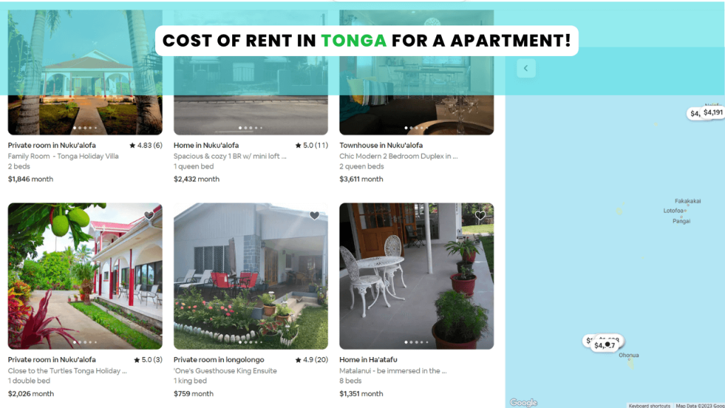Cost of rent and accommodation in Tonga