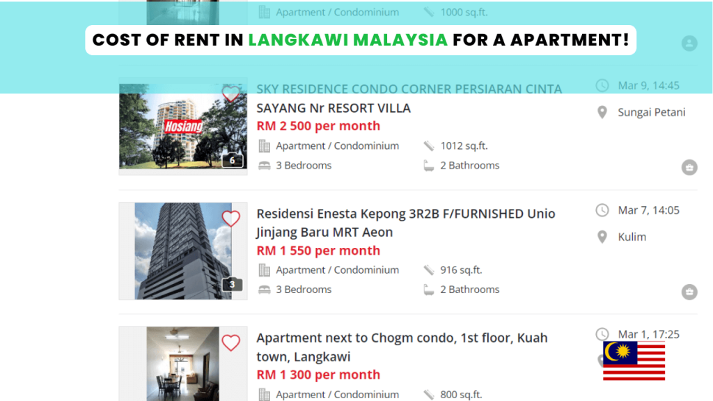 Cost Of rent and accommodation In Langkawi Malaysia