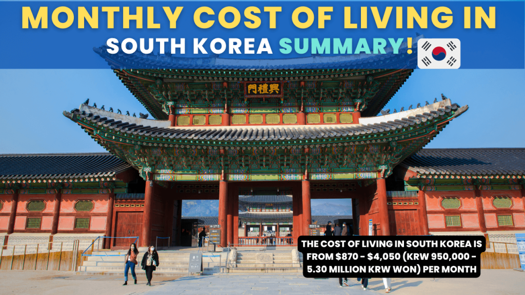 Monthly Cost Of Living In South Korea
