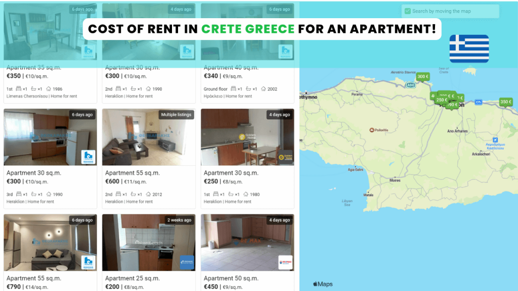 Cost Of Rent and Accommodation In Crete Greece