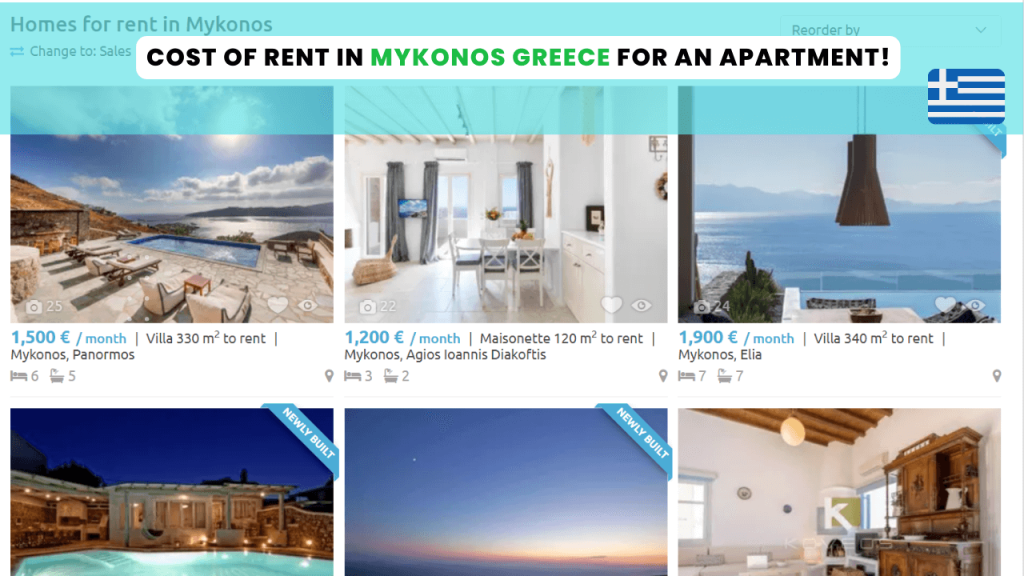 Cost Of Rent and Accommodation In Mykonos Greece