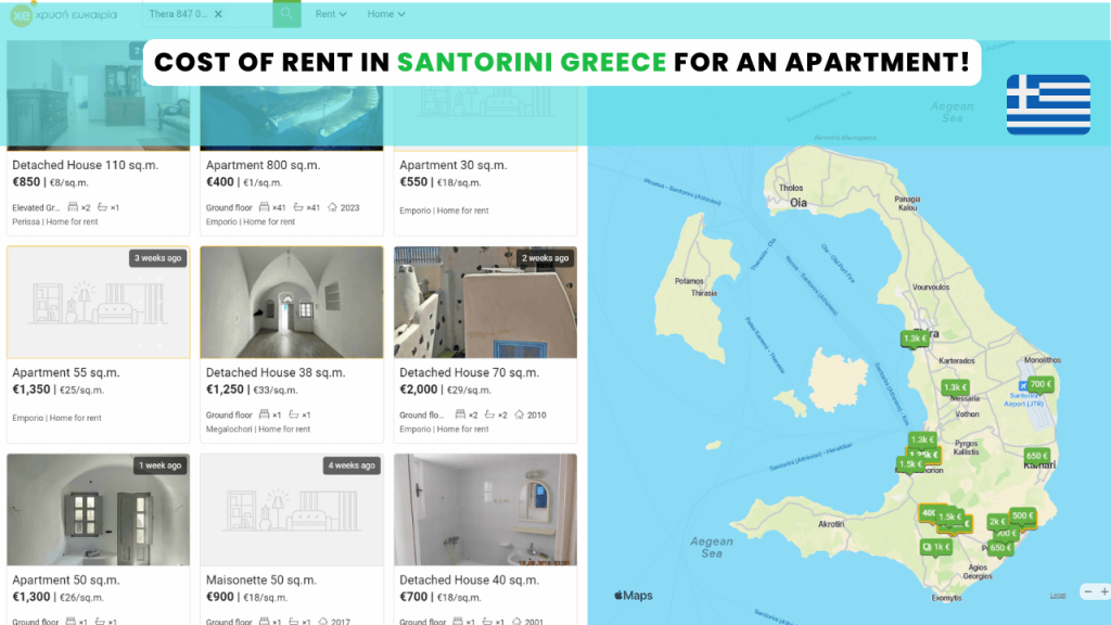 Cost Of Rent and Accommodation In Santorini Greece