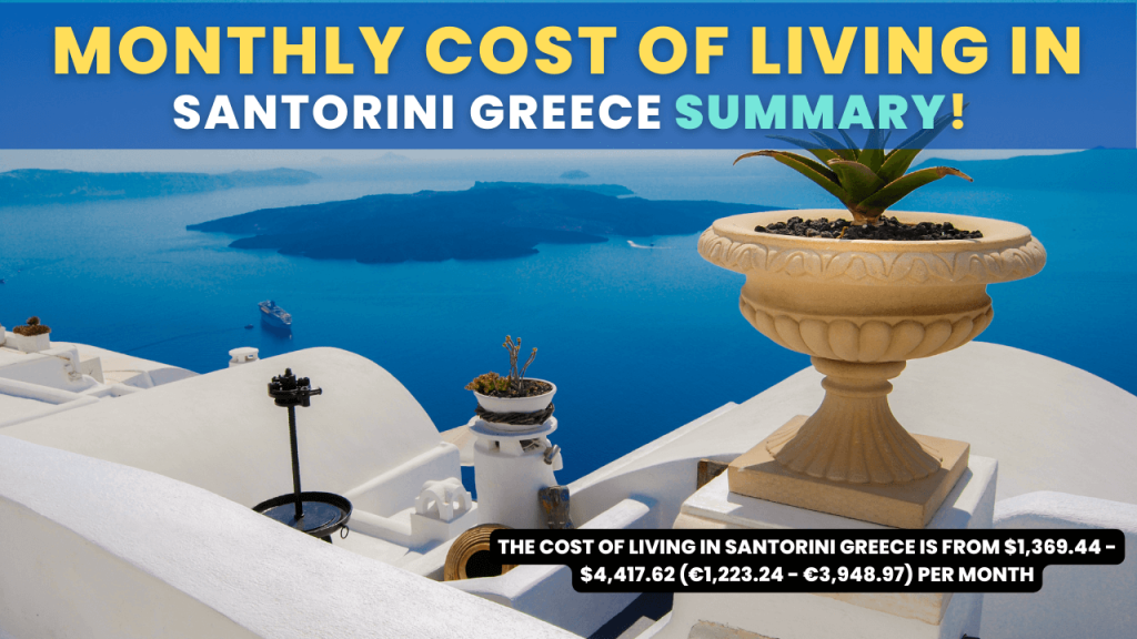 Monthly Cost Of Living in Santorini Greece Summary