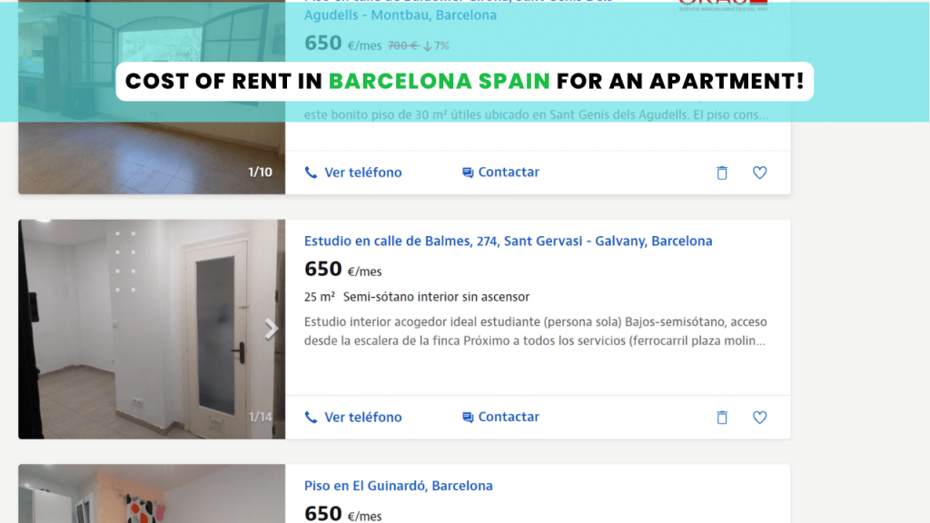 Cost of Rent and Accommodation In Barcelona Spain