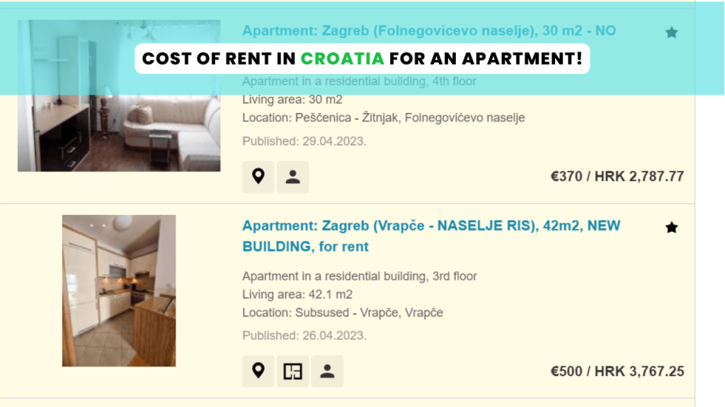 cost of rent in Croatia