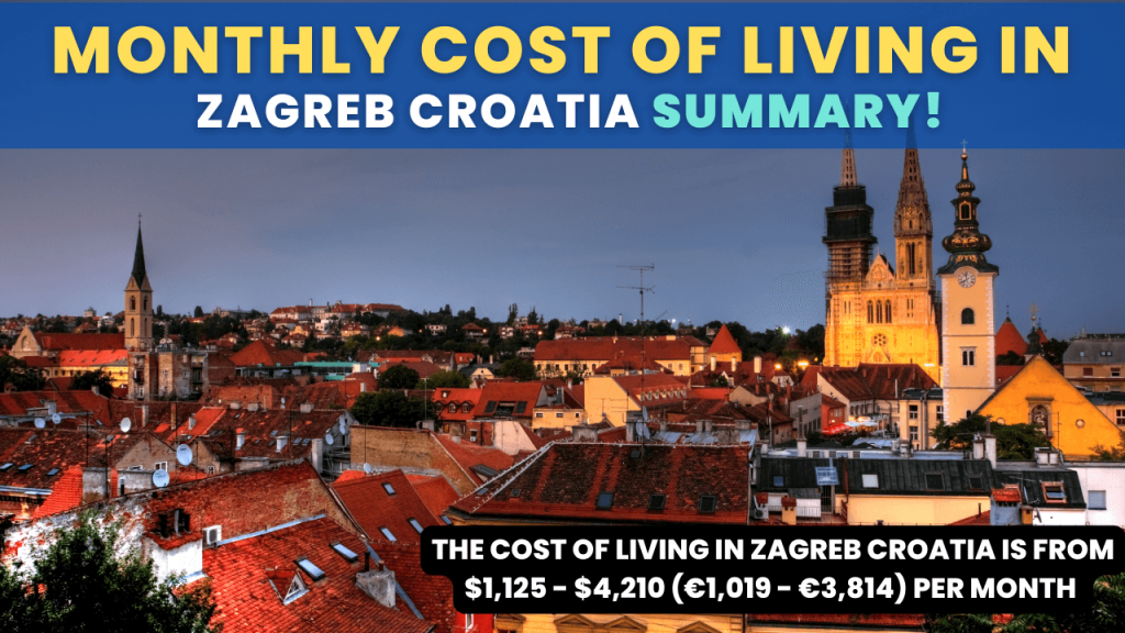 Monthly Cost of living in Zagreb Croatia