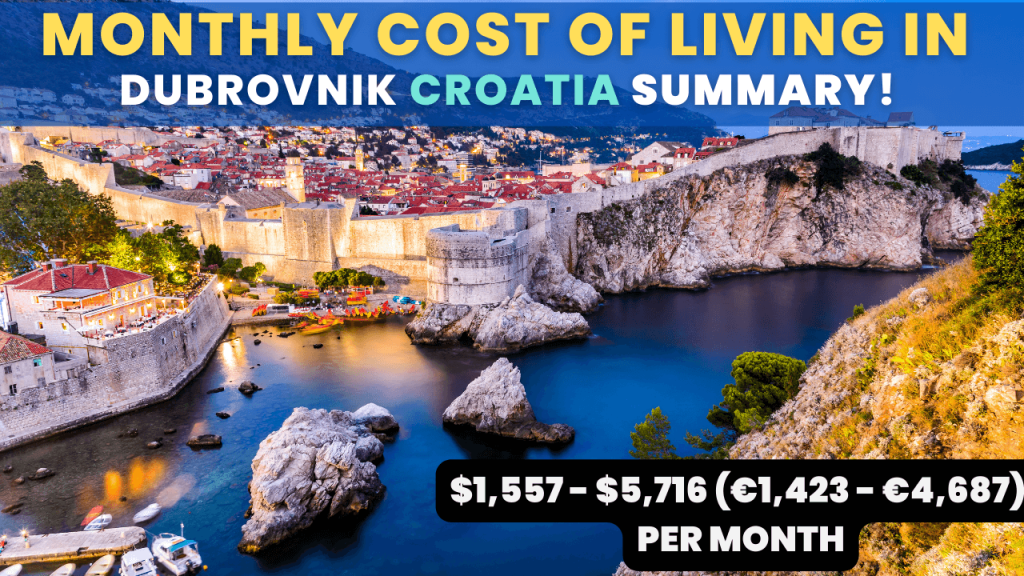 monthly Cost of living in Dubrovnik Croatia 
