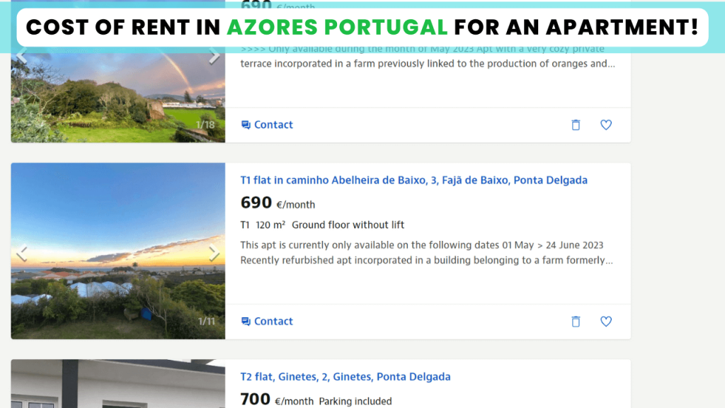 Cost of Housing and Rent In Azores Portugal