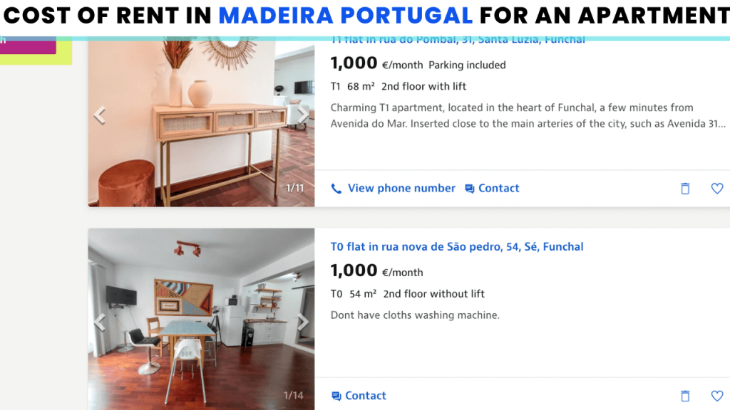 Cost Of Rent And Housing in Madeira Portugal