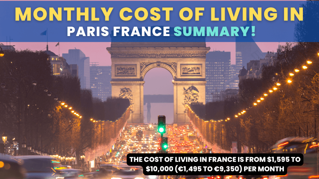 Monthly Cost of Living in Paris France