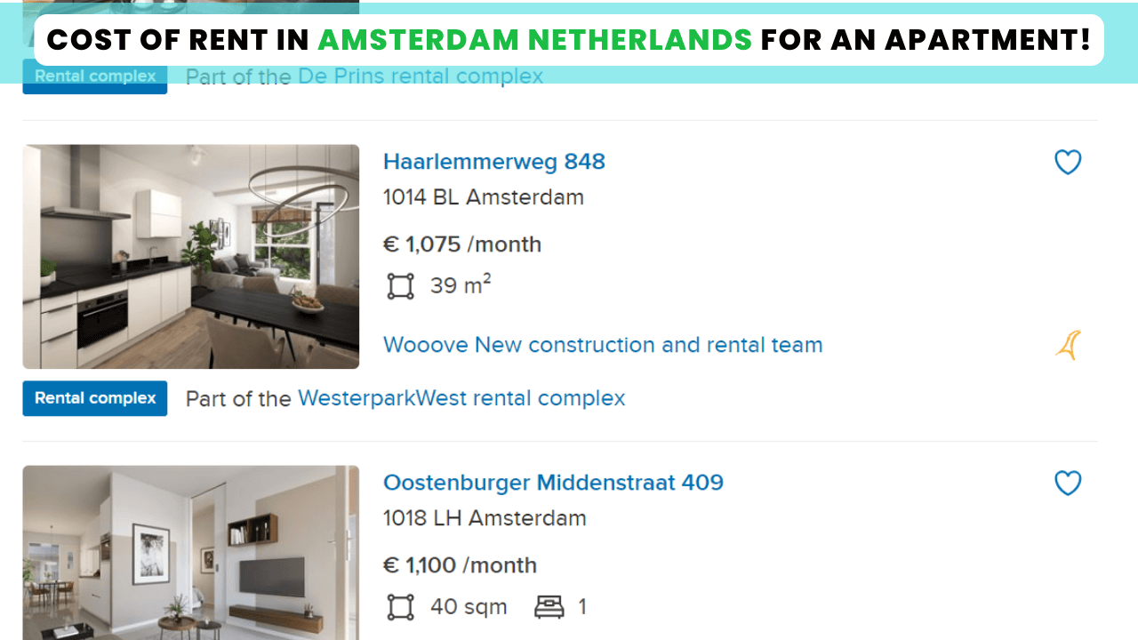 Cost of rent and housing in Amsterdam Netherlands