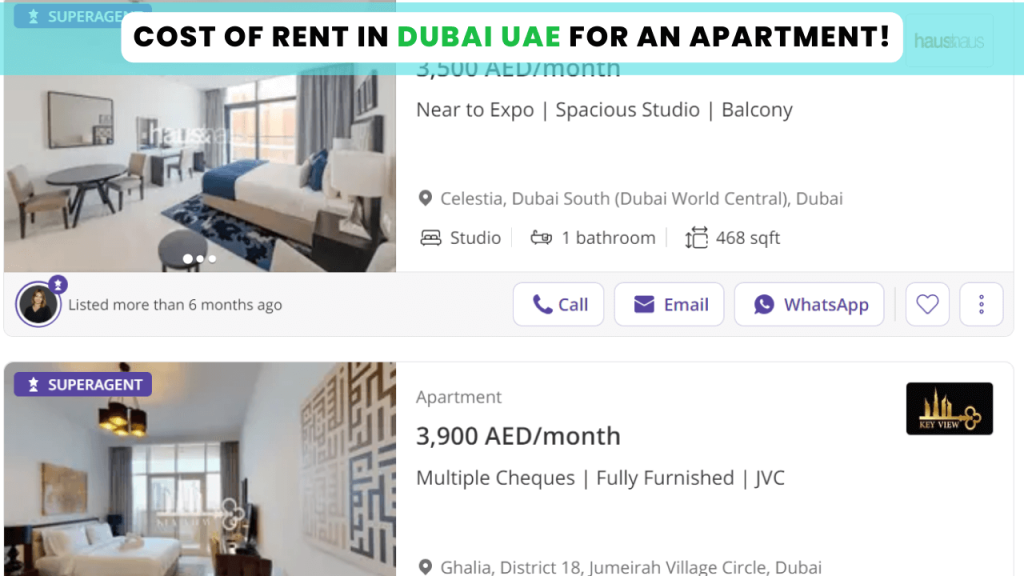 Cost Of Rent and Housing in Dubai UAE