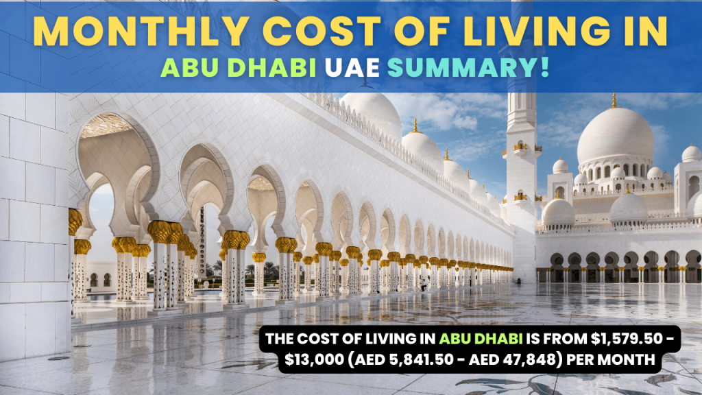 Monthly Cost of living in Abu Dhabi United Arab Emirates (UAE)