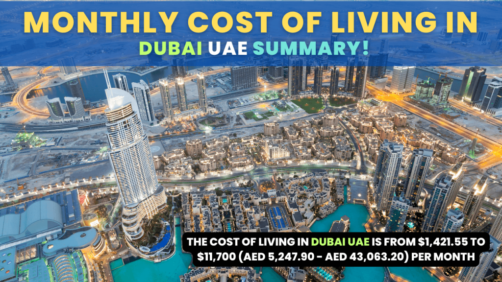 Monthly Cost Of Living in Dubai UAE