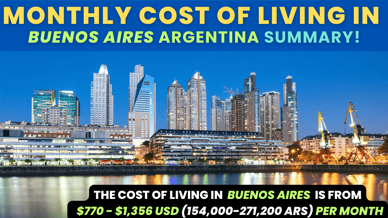 Monthly Cost of Living in Buenos Aires Argentina summary