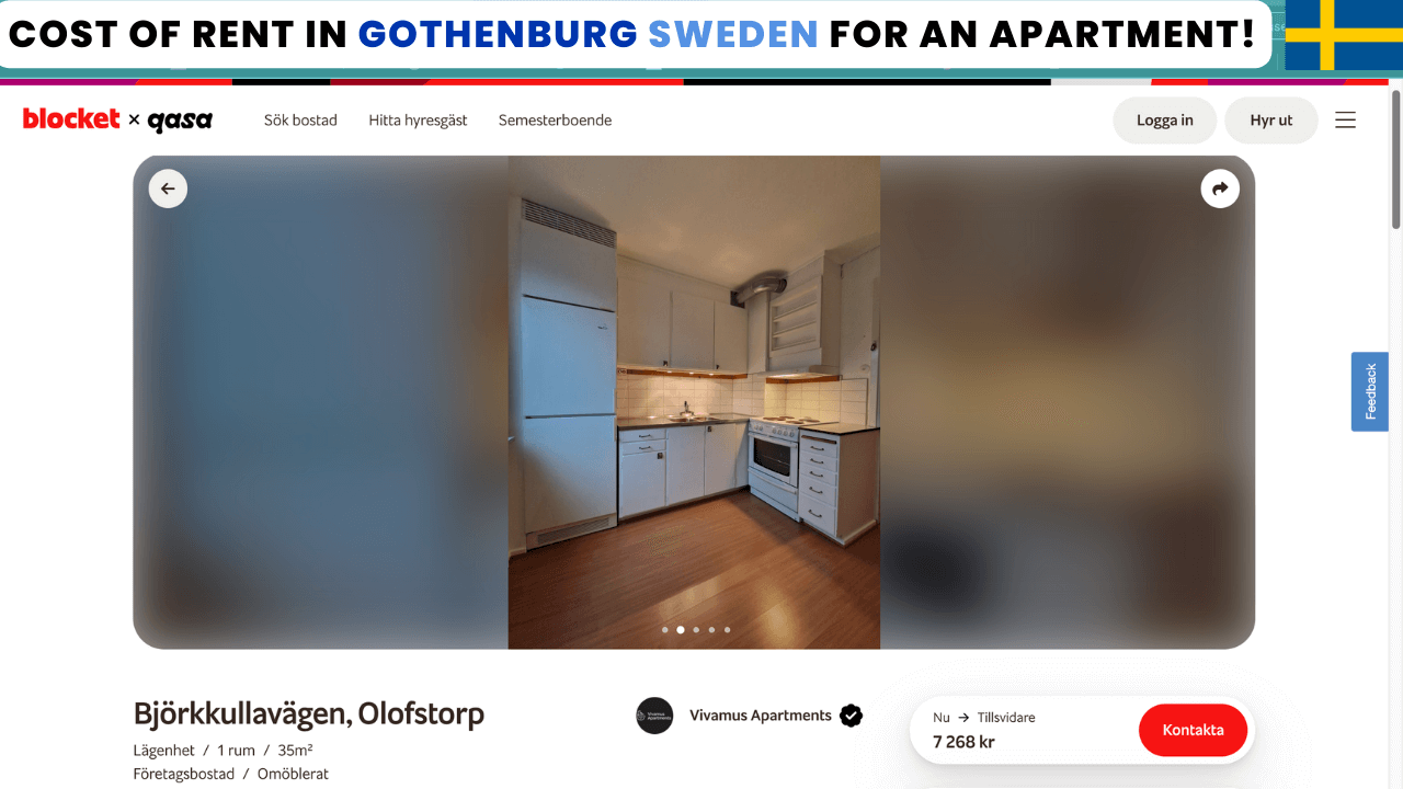Cost of rent and housing in Gothenburg Sweden