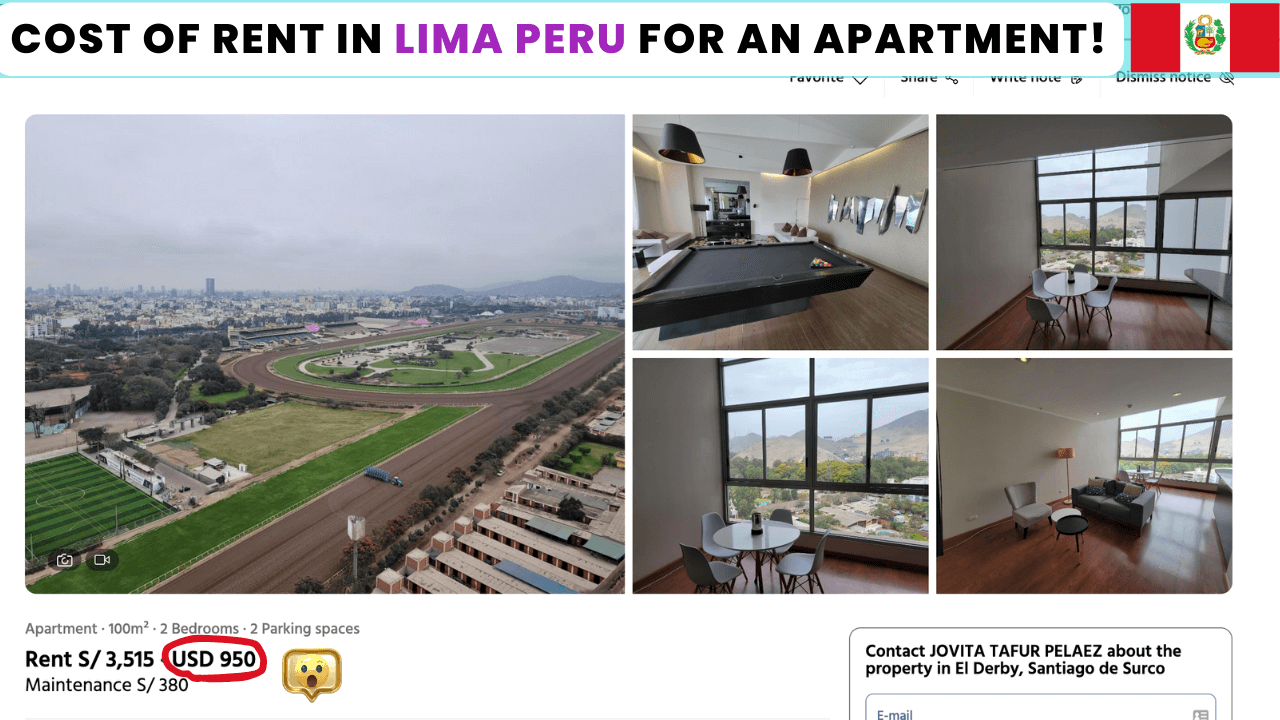 COST OF RENT in Lima Peru for an apartment