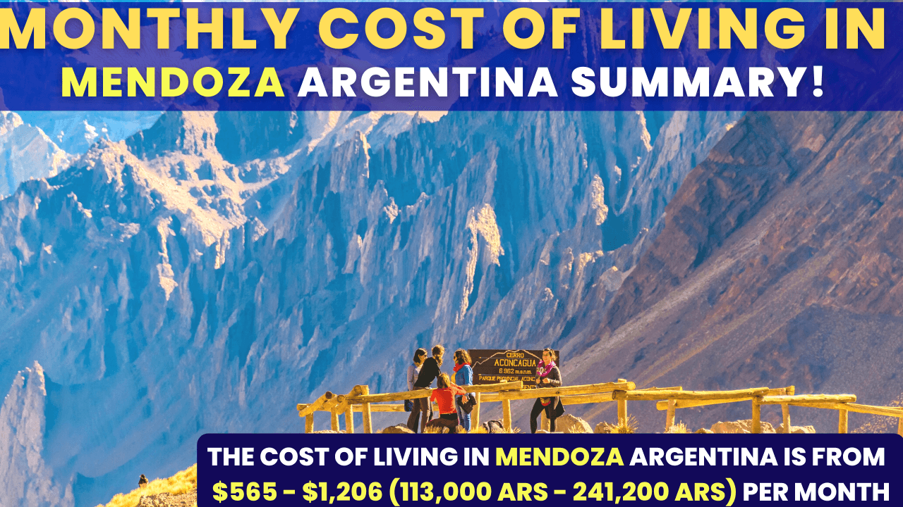 Monthly Cost of Living in Mendoza Argentina summary