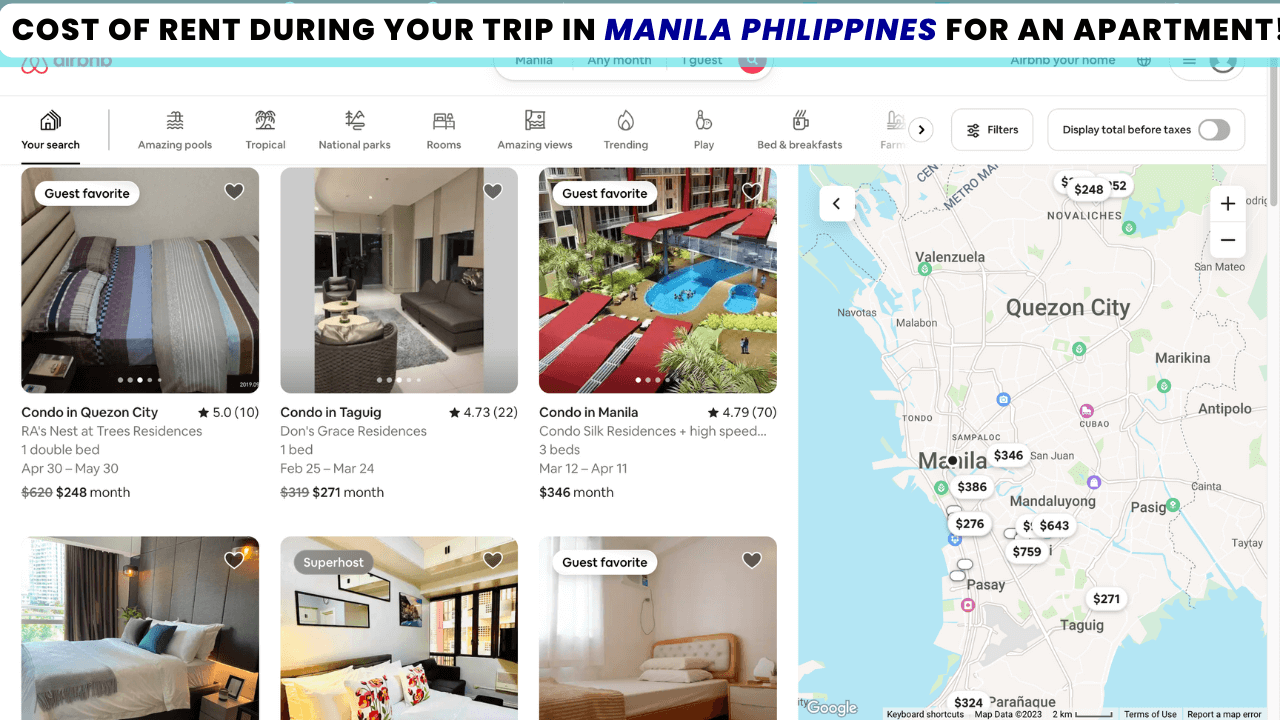 Trip Cost Of Housing and Lodging in Manila Philippines