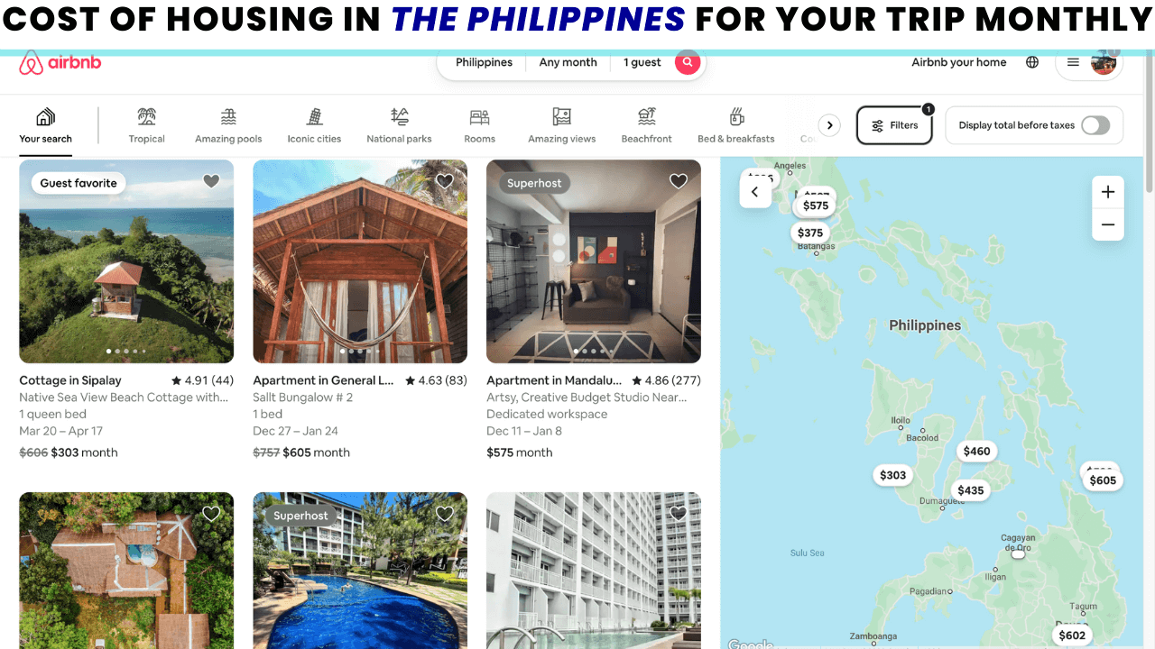 Trip Cost Of Housing and Lodging in the Philippines