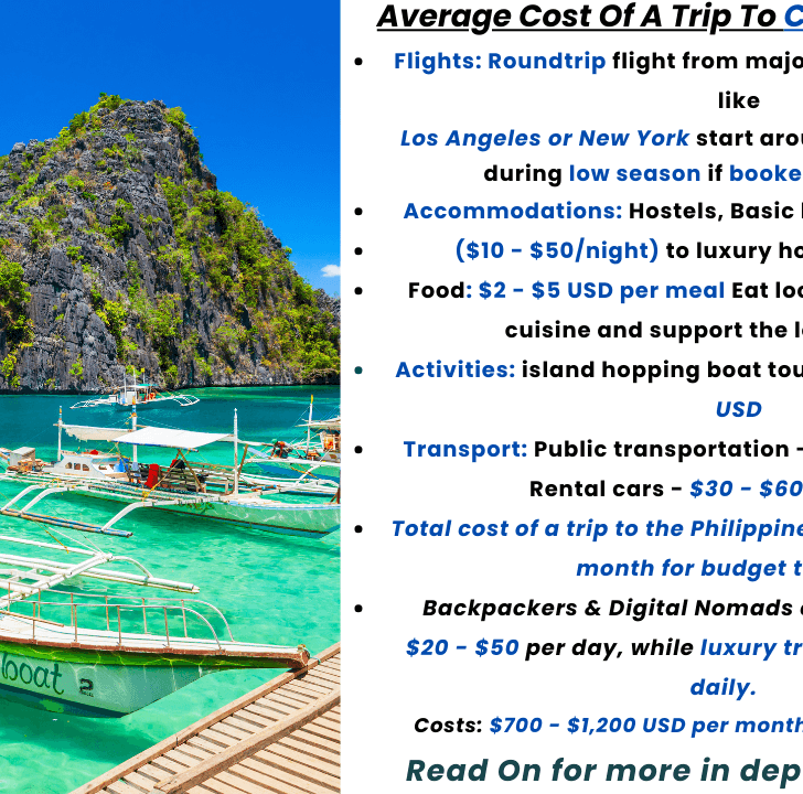 cost of a trip to Coron Philippines