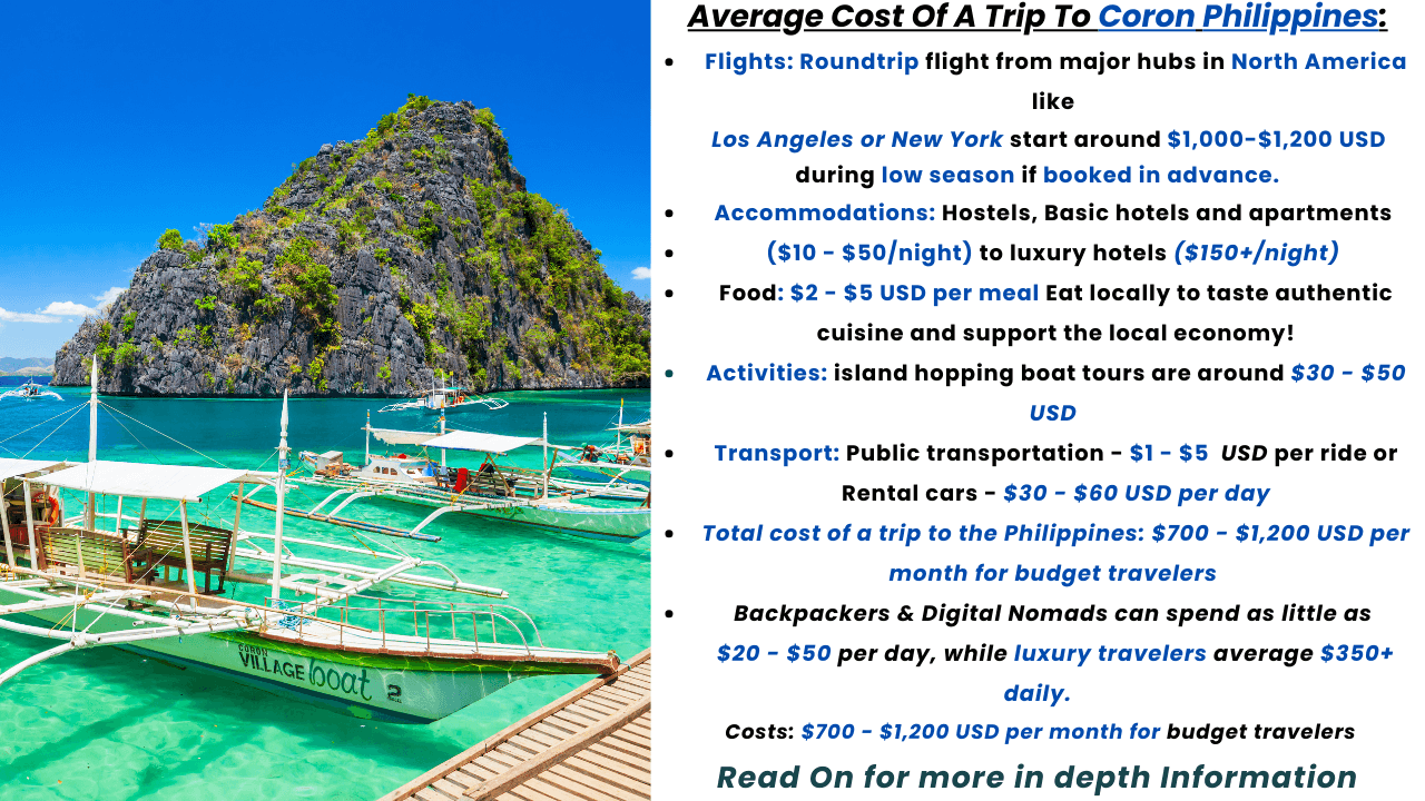 COST OF A TRIP To Coron Palawan Philippines 